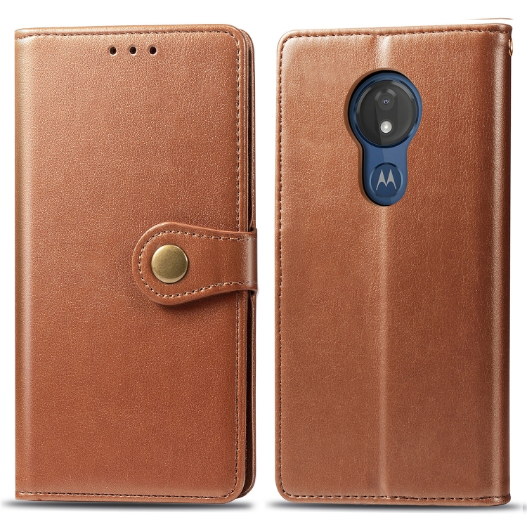 Knižkové púzdro pre Lenovo Motorola G7 Play - SOLID hnedé