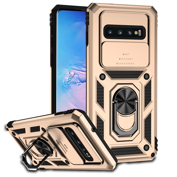 Tvrdený kryt pre Samsung Galaxy S10 - Ring Armor zlatý
