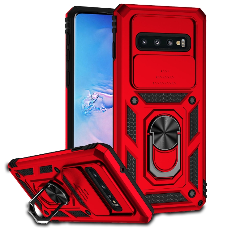 Tvrdený kryt pre Samsung Galaxy S10 - Ring Armor červený