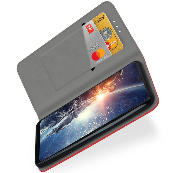 SKLO + PUZDRO 2v1 pre Xiaomi Redmi 12C - Knižkové puzdro MAGNET červené