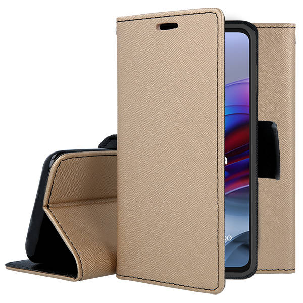 Knižkové puzdro pre Motorola Moto E32 / E32s - Smart FANCY zlato čierne