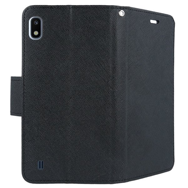 9D SKLO + PÚZDRO 2v1 pre SAMSUNG GALAXY A10 - Knižkové FANCY čierne
