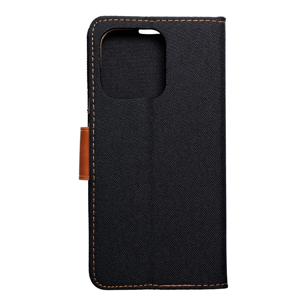 SKLO + PUZDRO 2v1 pre Xiaomi Redmi 12C - Knižkové puzdro CANVAS čierno hnedé