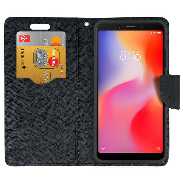 SKLO + PÚZDRO 2v1 pre Xiaomi Redmi 6 - Knižkové púzdro FANCY čierne