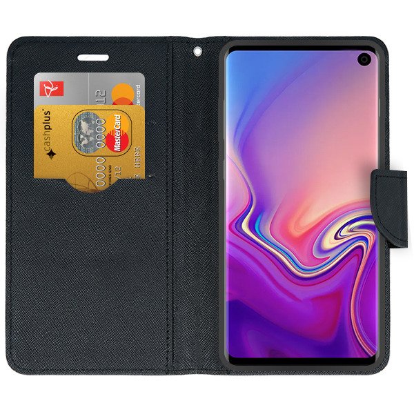 9D SKLO + PUZDRO 2v1 pre Samsung Galaxy S10 - Knižkové FANCY čierne
