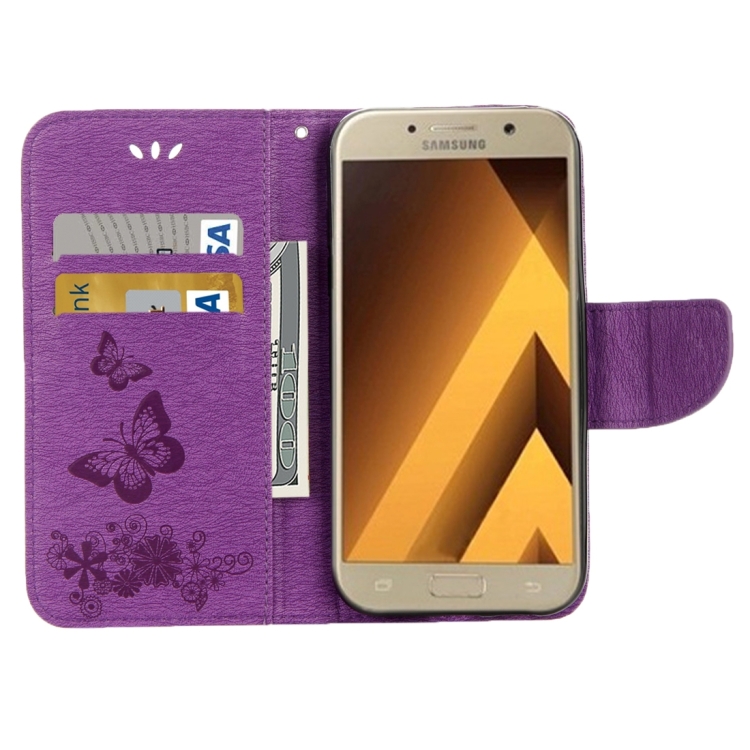 SKLO + PUZDRO 2v1 pre SAMSUNG GALAXY A5 2017 - Knižkové Butterfly fialové