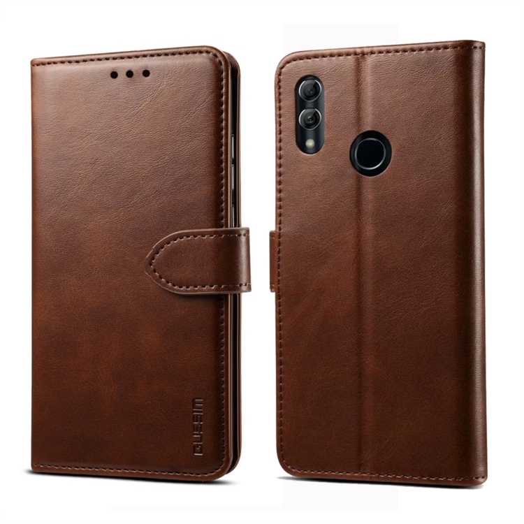 9D SKLO + PUZDRO pre HUAWEI P Smart 2019 - Knižkové SOLID tmavo hnedé