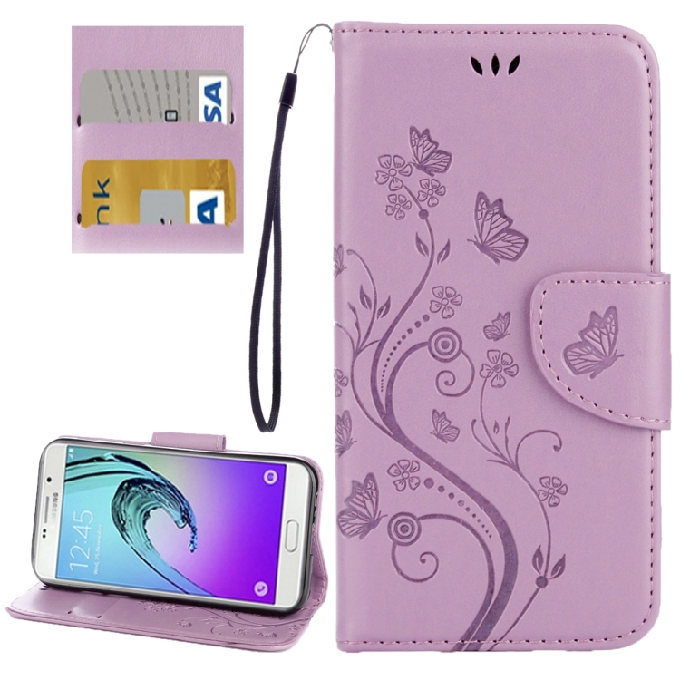 SKLO + PUZDRO 2v1 pre SAMSUNG GALAXY A3 2017 - Knižkové Butterfly svetlo fialové