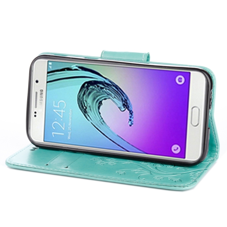 SKLO + PUZDRO 2v1 pre SAMSUNG GALAXY A3 2017 - Knižkové Butterfly zelené