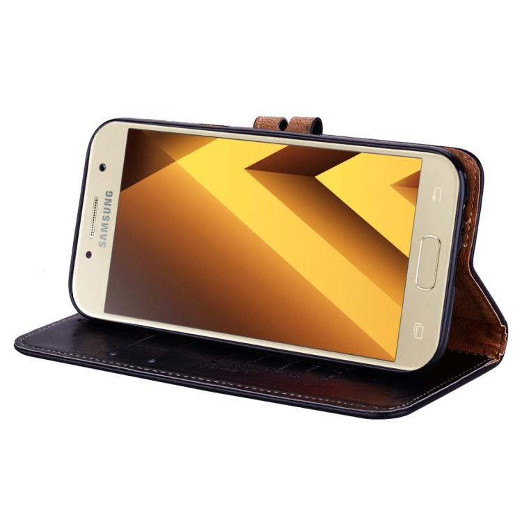 SKLO + PUZDRO 2v1 pre SAMSUNG GALAXY A3 2017 - Knižkové Solid čierne