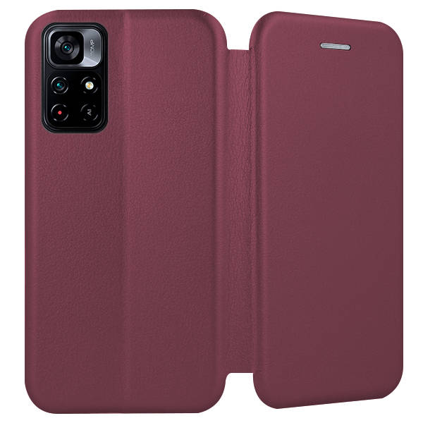 SKLO + PÚZDRO 2v1 pre Xiaomi Poco M4 Pro 5G - Knižkové puzdro DIVA bordové