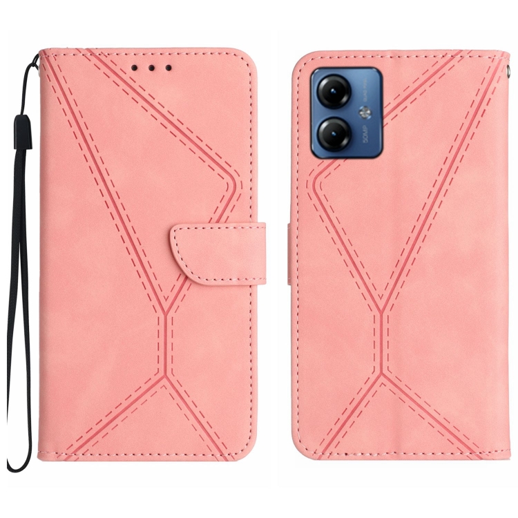 9D SKLO + PUZDRO 2v1 pre Motorola Moto G14 - Knižkové Stitching ružové