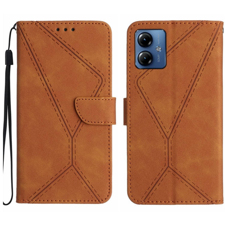 SKLO + PUZDRO 2v1 pre Moto G54 5G / G54 5G Power Edition - Knižkové Stitching hnedé