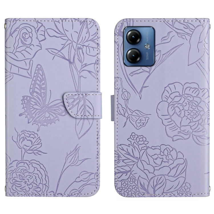SKLO + PUZDRO 2v1 pre Moto G54 5G / G54 5G Power Edition Knižkové Butterfly fialové