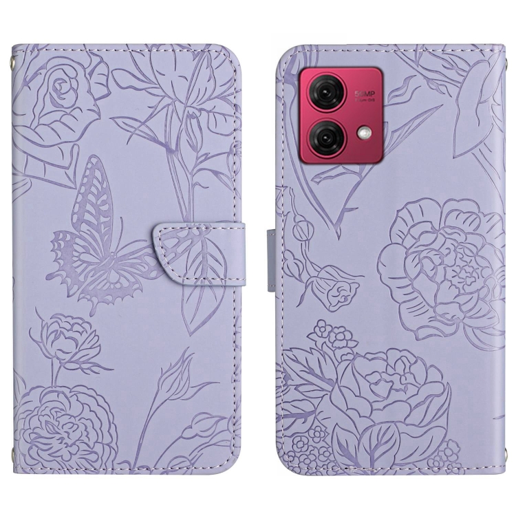 9D SKLO + PUZDRO 2v1 pre Motorola Moto G84 5G - Knižkové Butterfly fialové