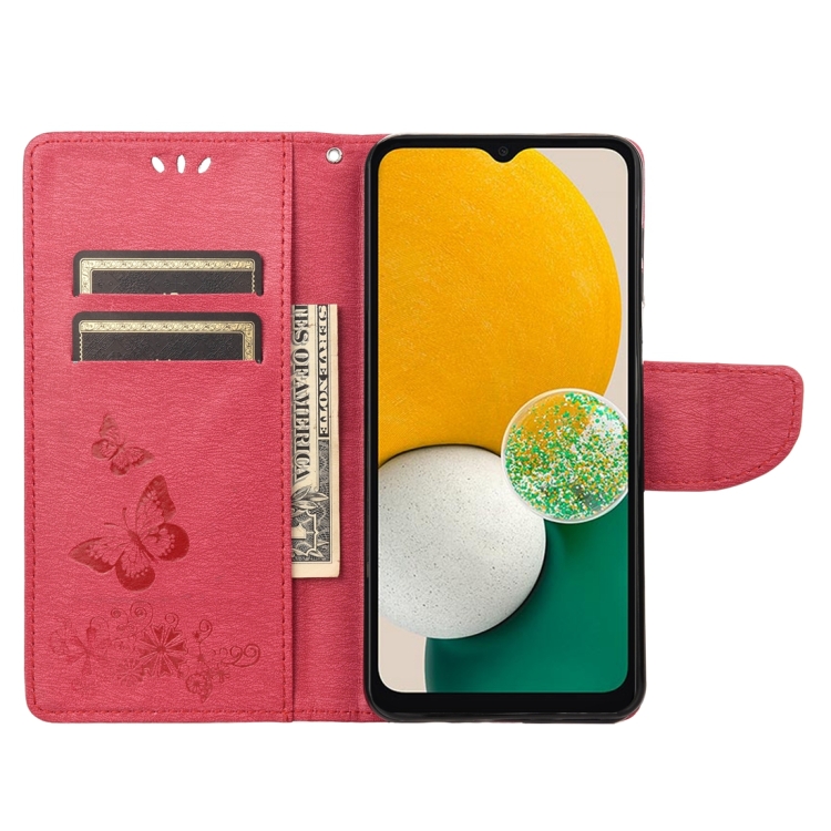 SKLO + PUZDRO 2v1 pre Samsung Galaxy A14 / A14 5G - Knižkové Butterfly červené