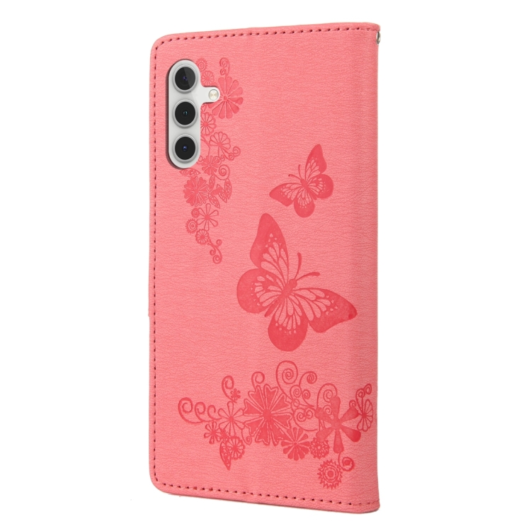 SKLO + PUZDRO 2v1 pre Samsung Galaxy A14 / A14 5G - Knižkové Butterfly ružové