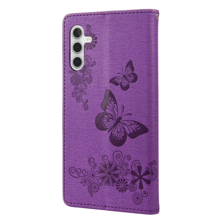 SKLO + PUZDRO 2v1 pre Samsung Galaxy A14 / A14 5G - Knižkové Butterfly fialové