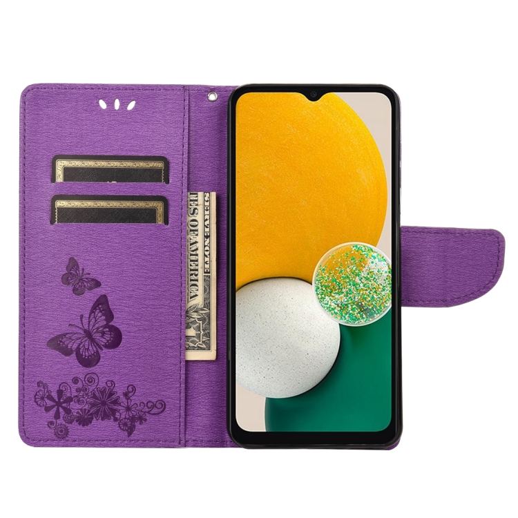 SKLO + PUZDRO 2v1 pre Samsung Galaxy A14 / A14 5G - Knižkové Butterfly fialové