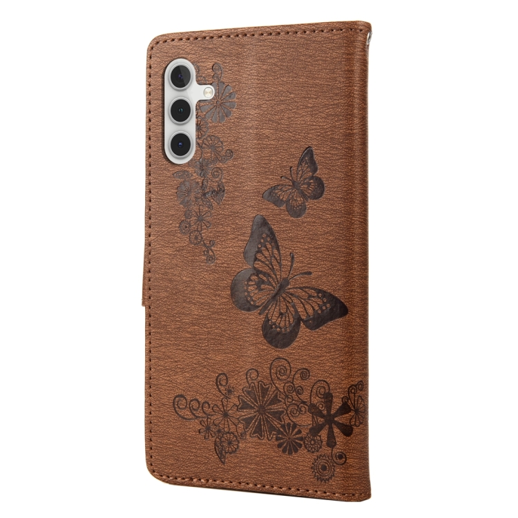 Knižkové puzdro pre Samsung Galaxy A14 4G / A14 5G - Butterfly hnedé