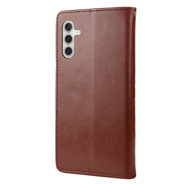 SKLO + PUZDRO 2v1 pre Samsung Galaxy A14 / A14 5G - Knižkové BUTTERFLY 02 hnedé