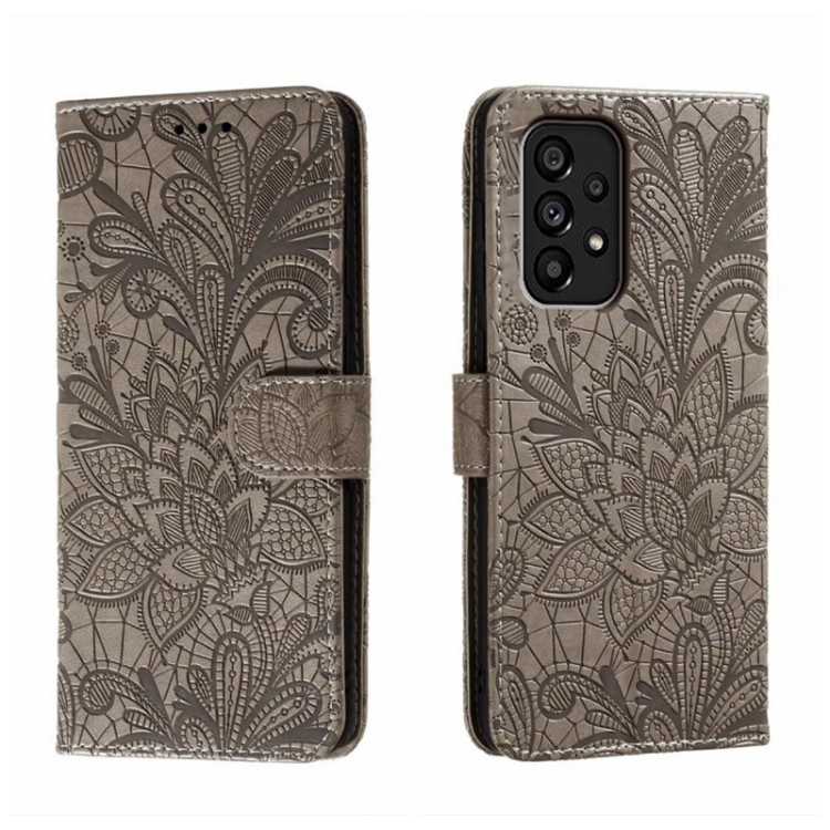 9D SKLO + PUZDRO 2v1 pre Samsung Galaxy A54 5G - Knižkové FLOWER sivé