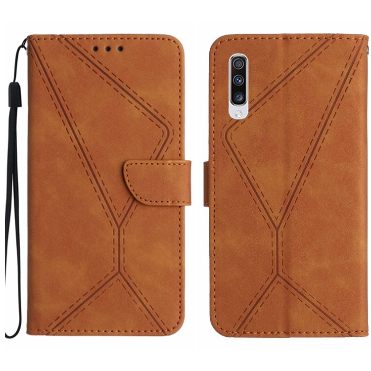 9D SKLO + PUZDRO 2v1 pre Samsung Galaxy A50 - Knižkové STITCHING hnedé