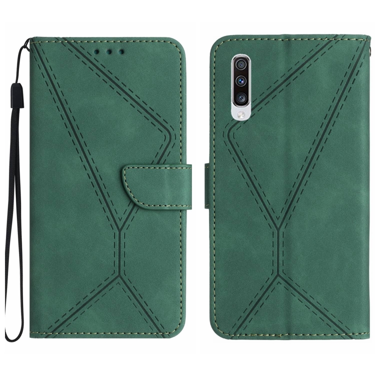 9D SKLO + PUZDRO 2v1 pre Samsung Galaxy A50 - Knižkové STITCHING zelené