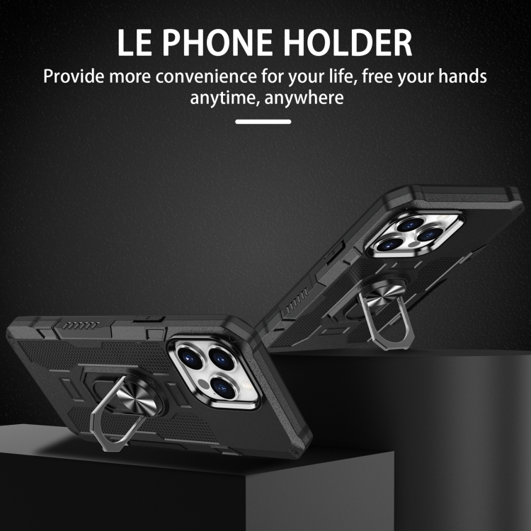 Tvrdený kryt pre iPhone 15 Pro Max - RING HOLDER čierny