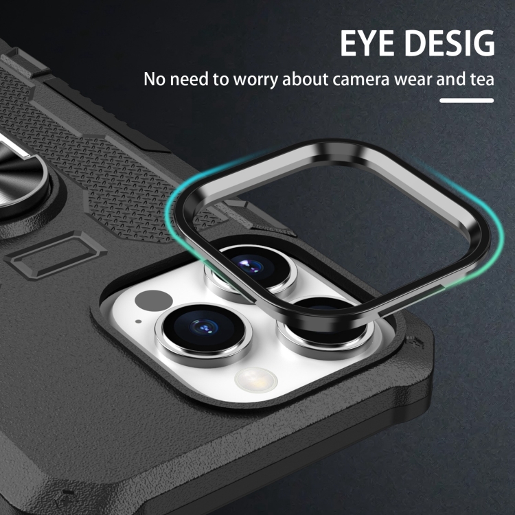 Tvrdený kryt pre iPhone 15 Pro Max - RING HOLDER čierny