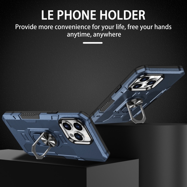 Tvrdený kryt pre iPhone 15 Pro Max - RING HOLDER modrý