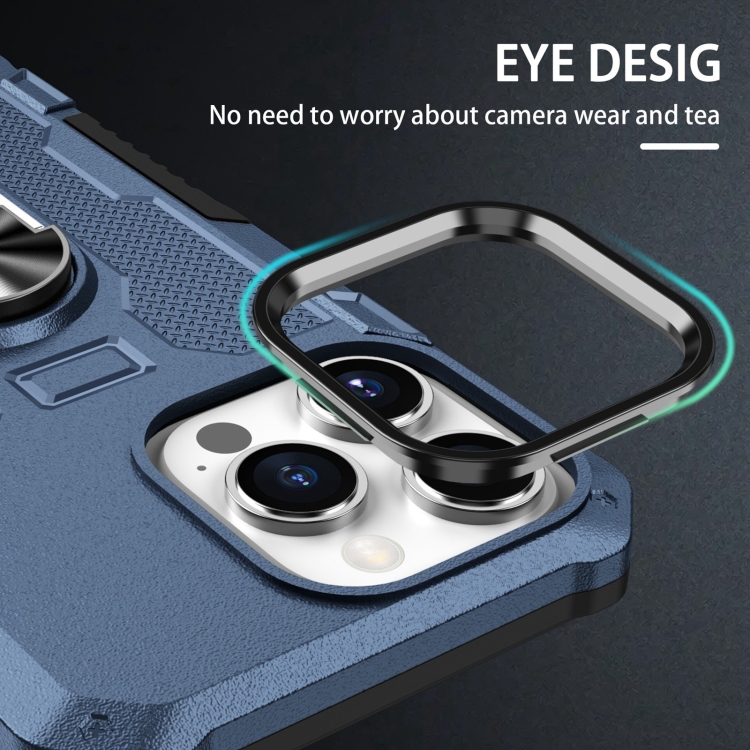 Tvrdený kryt pre iPhone 15 Pro Max - RING HOLDER modrý