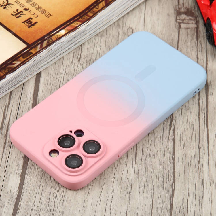 Silikónový kryt pre iPhone 15 Pro Max - MAGSAFE LIQUID ružovo modrý