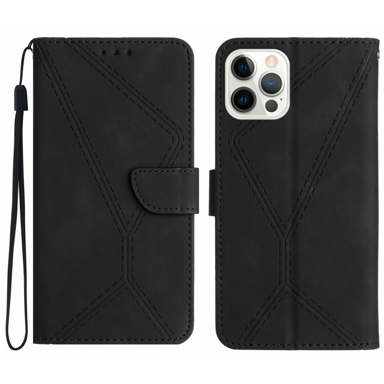 SKLO + PUZDRO 2v1 pre iPhone 15 Pro - Knižkové STITCHING čierne