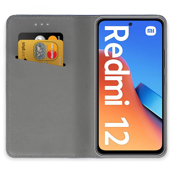 9D SKLO + PUZDRO 2v1 pre Xiaomi Redmi 12 - Knižkové SMART MAGNET čierne