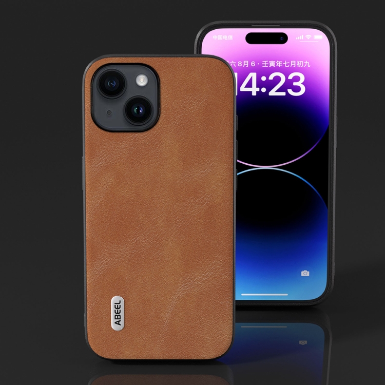 Zadný ochranný kryt pre iPhone 15 - ABEEL hnedý