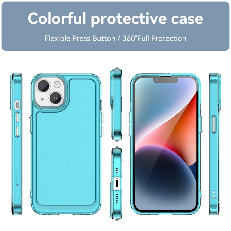 Zadný ochranný kryt pre iPhone 15 - priesvitno modrý