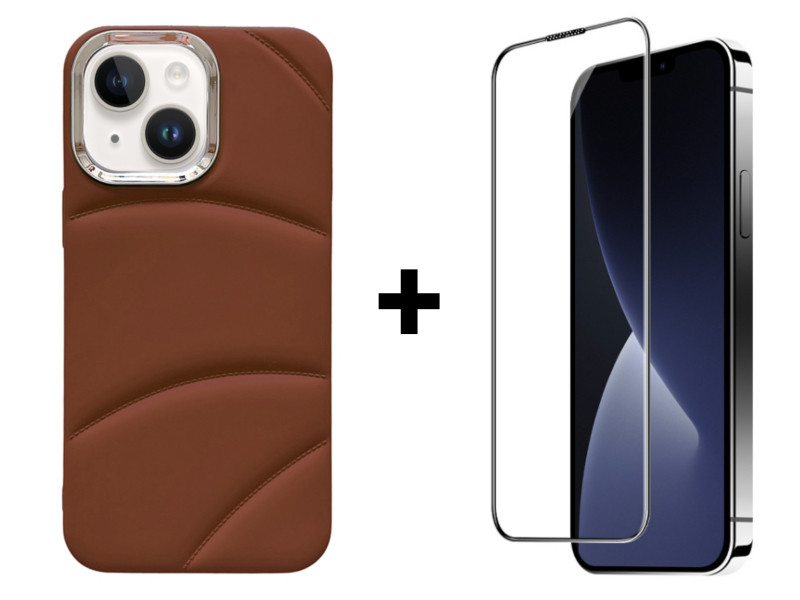 SKLO + PUZDRO 2v1 pre iPhone 15 - Zadné JACKET hnedé
