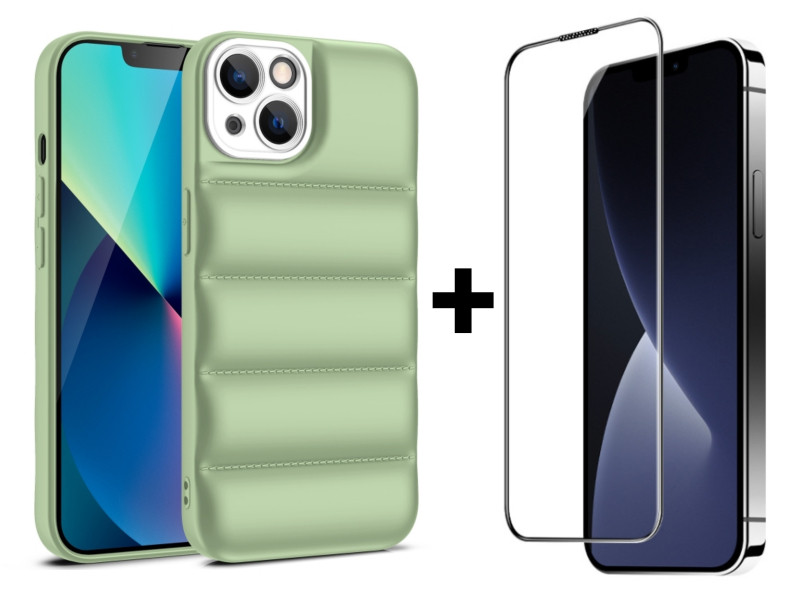 SKLO + PUZDRO 2v1 pre iPhone 15 - Zadné AIRBAG zelené