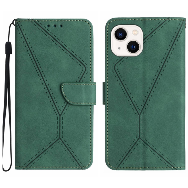 SKLO + PUZDRO 2v1 pre iPhone 15 - Knižkové STITCHING zelené