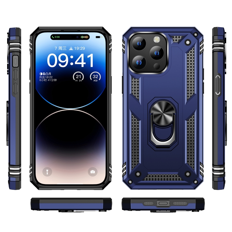 Zadný ochranný kryt pre iPhone 15 - Tvrdený RING ARMOR modrý