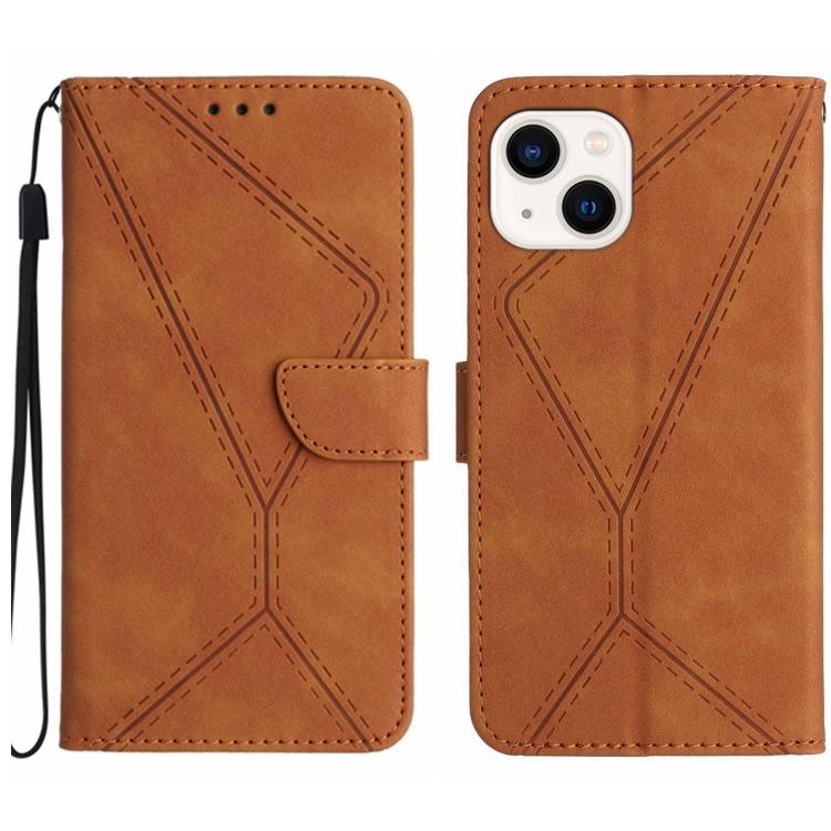 Knižkové puzdro pre iPhone 15 - STITCHING hnedé