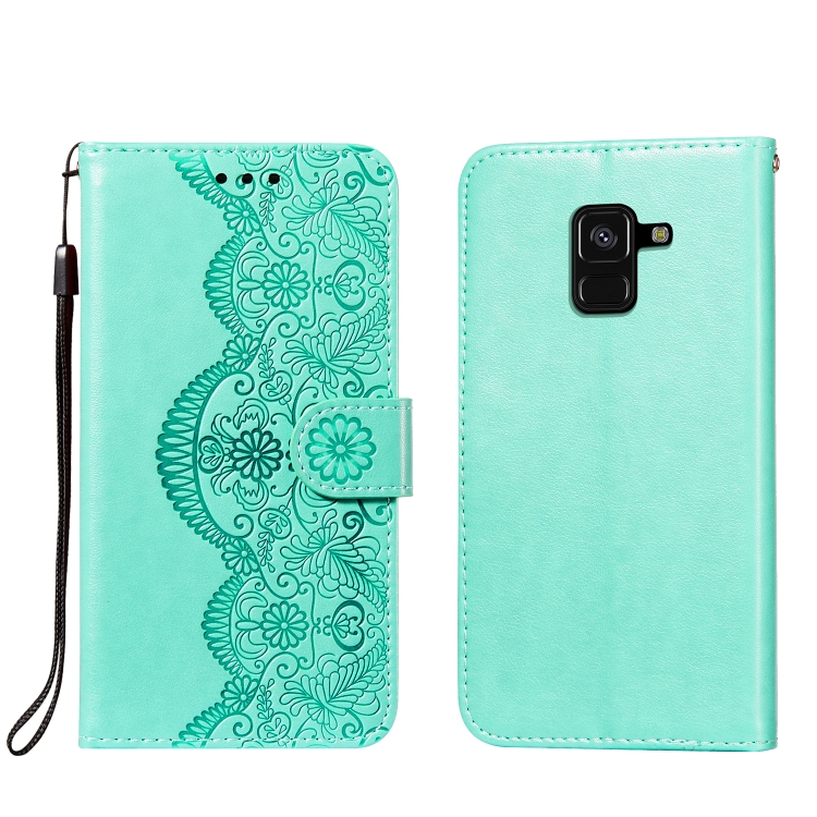 SKLO + PUZDRO 2v1 pre SAMSUNG GALAXY A8 / A5 2018 - Knižkové Lanyard zelené
