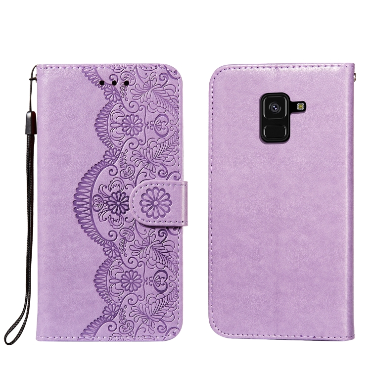 SKLO + PUZDRO 2v1 pre SAMSUNG GALAXY A8 / A5 2018 - Knižkové Lanyard fialové
