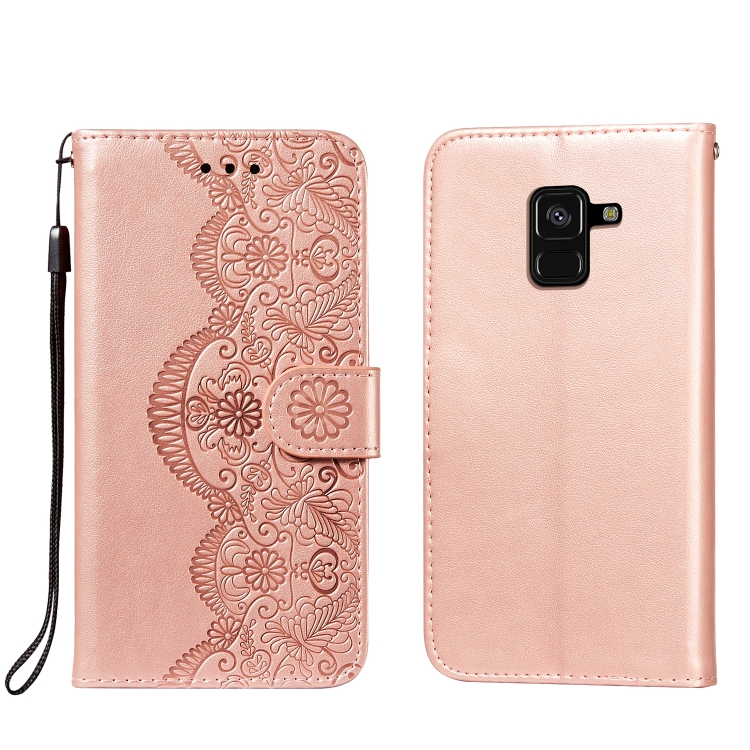 SKLO + PUZDRO 2v1 pre SAMSUNG GALAXY A8 / A5 2018 - Knižkové Lanyard ružové