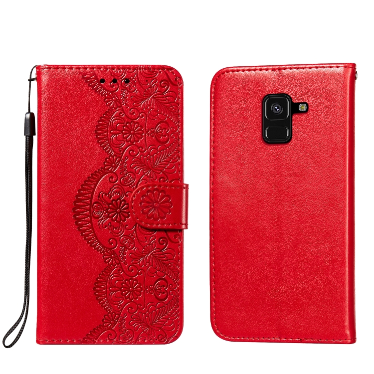 SKLO + PUZDRO 2v1 pre SAMSUNG GALAXY A8 / A5 2018 - Knižkové Lanyard červené