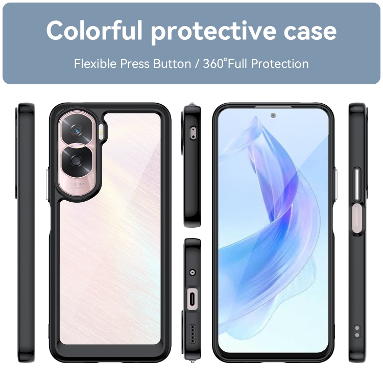 SKLO + PUZDRO 2v1 pre Honor 90 Lite 5G - Tvrdené FRAME čierne