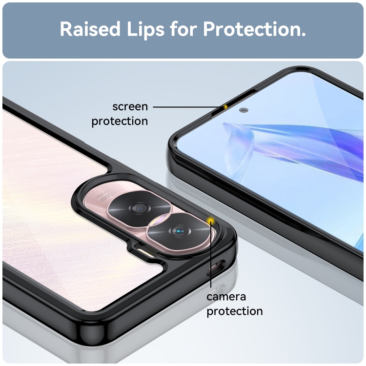 SKLO + PUZDRO 2v1 pre Honor 90 Lite 5G - Tvrdené FRAME čierne