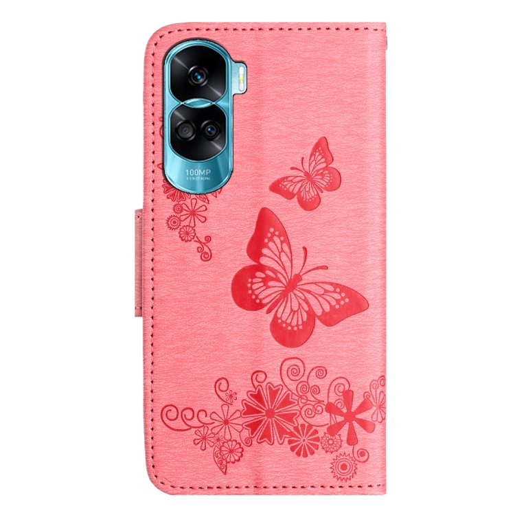 Knižkové puzdro pre Honor 90 Lite 5G - BUTTERFLY ružové