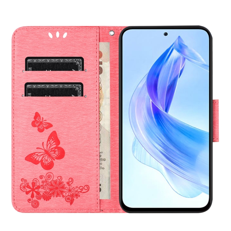 Knižkové puzdro pre Honor 90 Lite 5G - BUTTERFLY ružové
